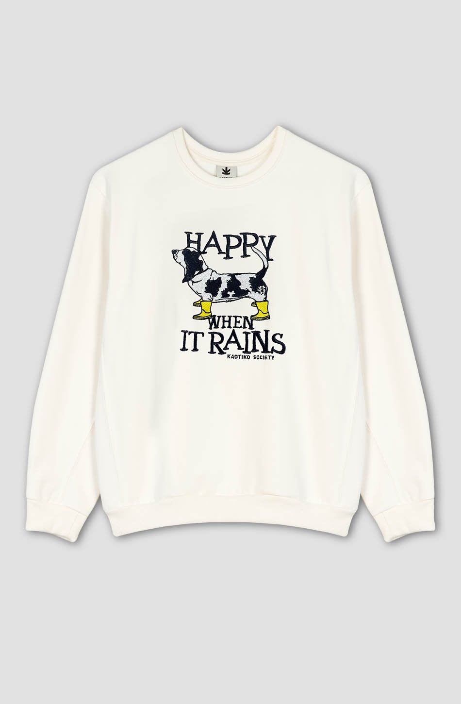 Sweat-shirt Happy When it Rains Ivory