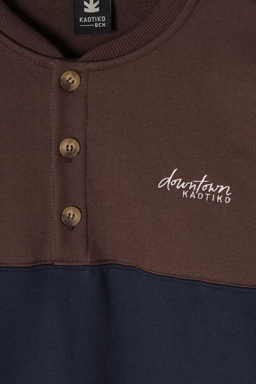 Brown / Navy / Ivory Buttons Willow Sweatshirt