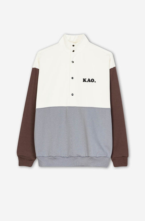 Sweatshirt Buttons Matthew Ivory/ Palid Blue / Brown