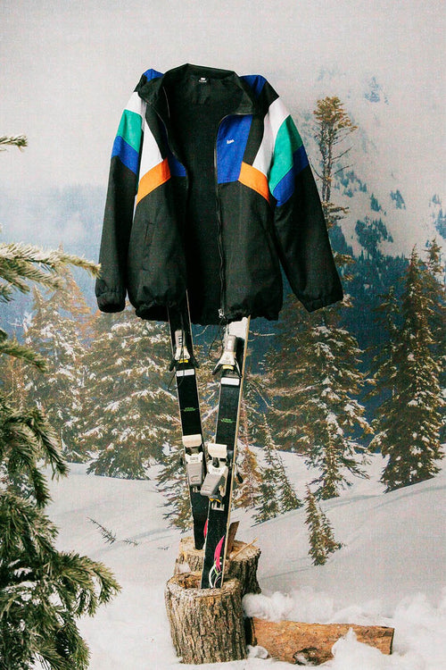 Retro Ski Jacke in Schwarz