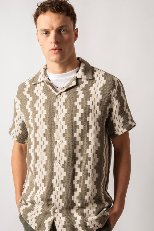 Army/Off White Ethnic Shirt